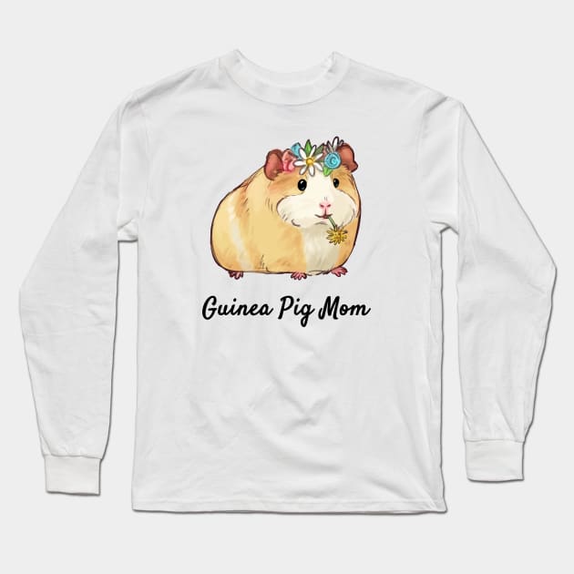 Flower Guinea Pig Mom Long Sleeve T-Shirt by PamelooArt